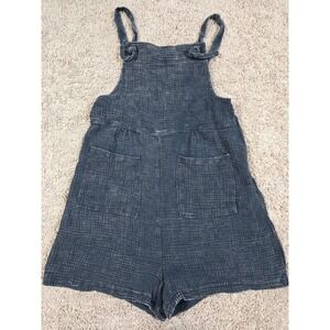 ZENANA Distressed Plaid Shortalls Overalls Jumpsuit Women's Size M